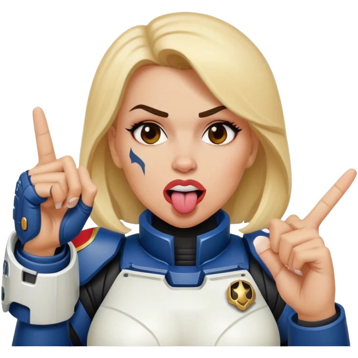 middle finger and face with tongue out woman space marine  emoji