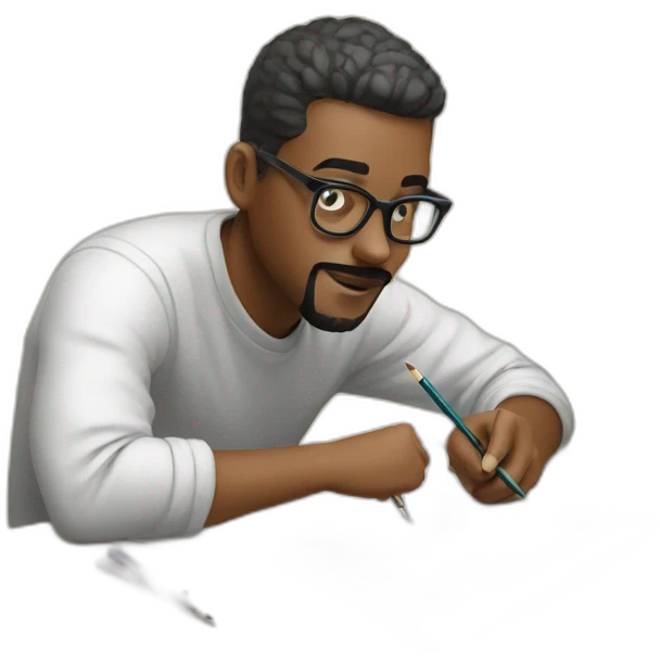 designer drawing on a paper emoji