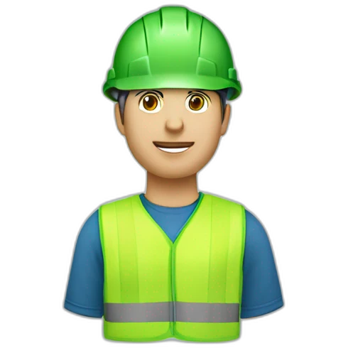 INGENIERA EN CONSTRUCCIÓN CON CASCO DE SEGURIDAD Y PLAYERA AZUL CON VERDE  emoji