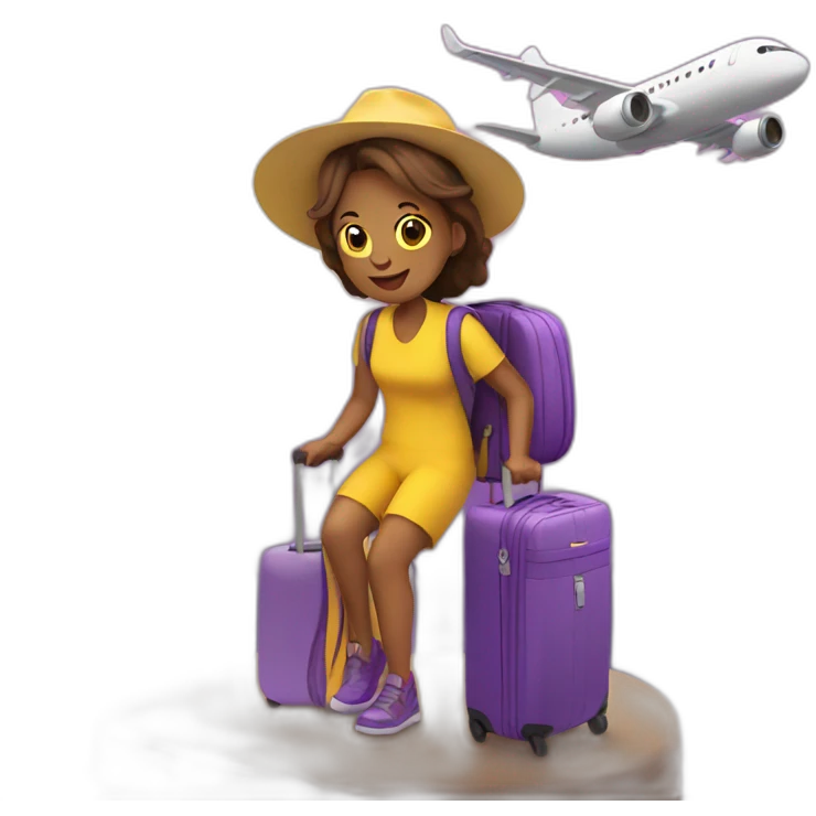 travel lover in yellow and violet colors emoji