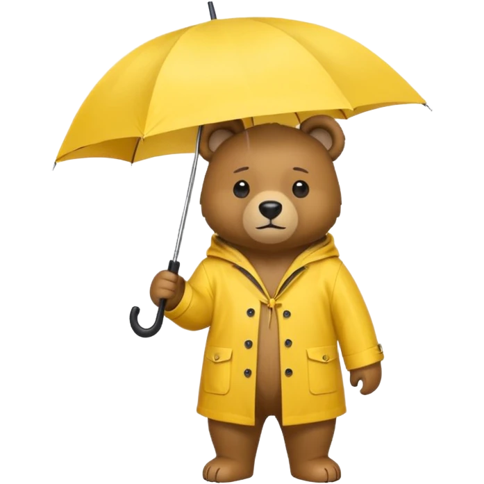 Bear with umbrella, wearing rain coat emoji