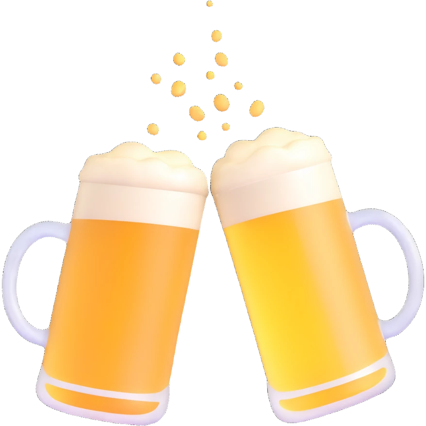 two beer mugs clinking together in a toast emoji