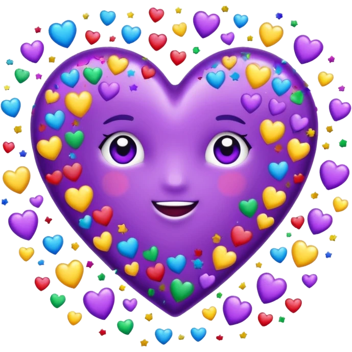 purple heart with confetti emoji