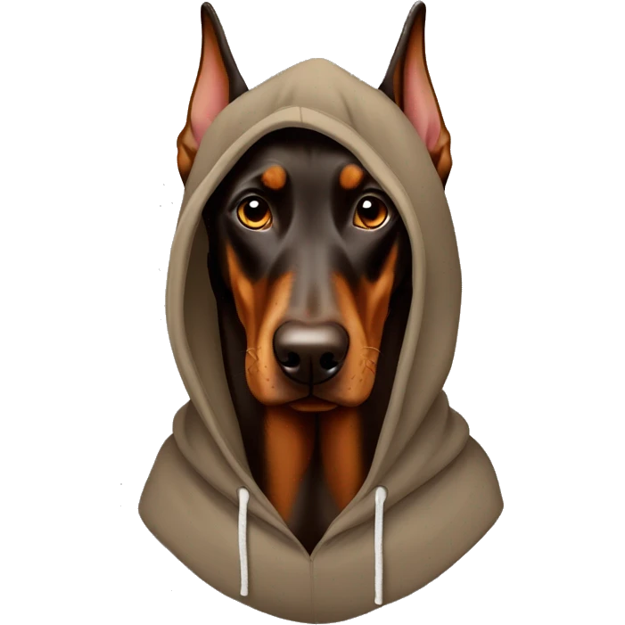 Brown dobermann with hoodie emoji