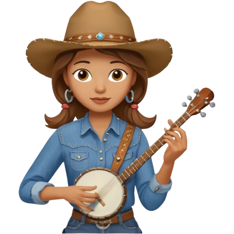 banjo-playing woman cowboy emoji