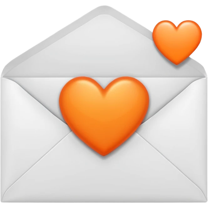 white envelop with small orange heart in the middle emoji
