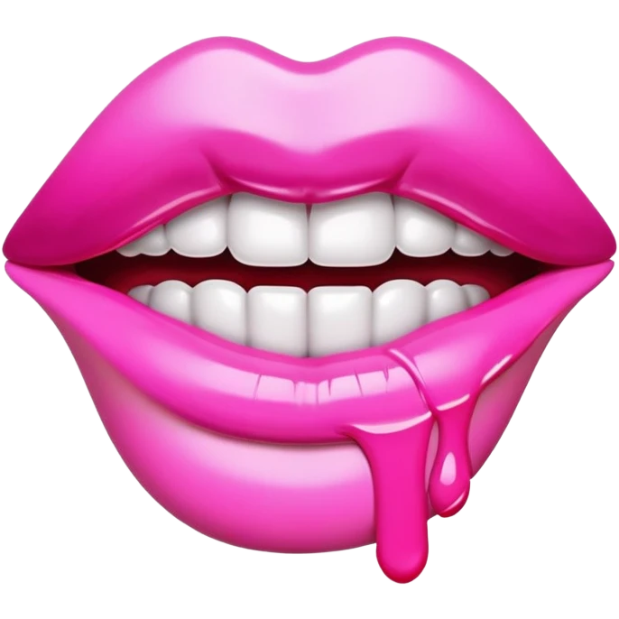  lip sculpture dripping pink paint emoji