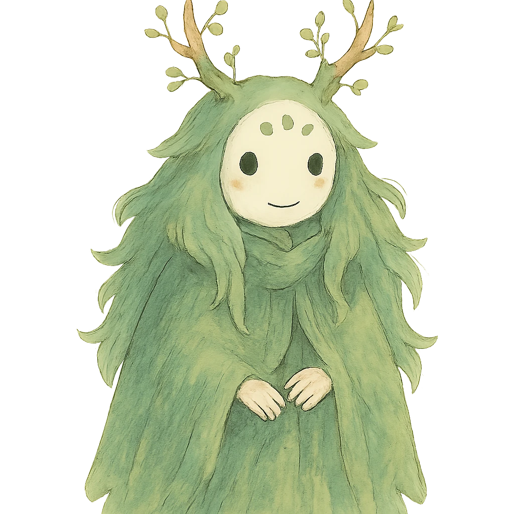 forest spirit character in ghibli style with soft colors and whimsical atmosphere emoji
