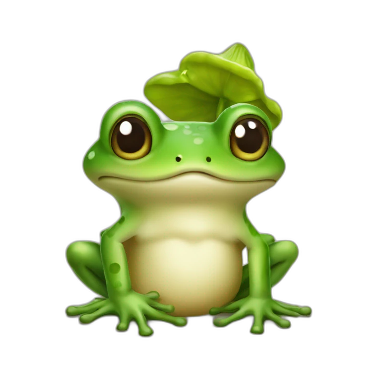 Une grenouille sur un champignons emoji