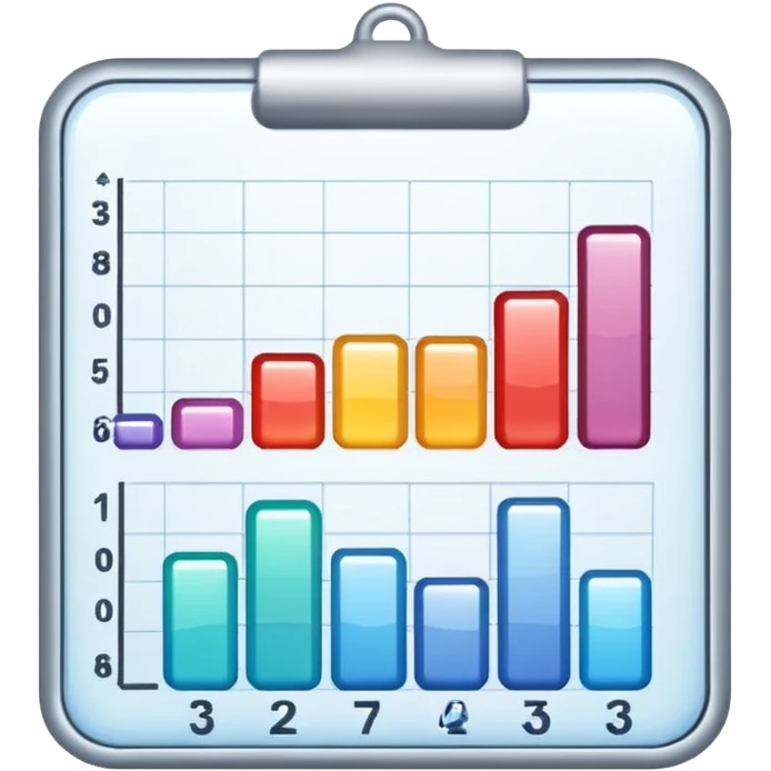 ios style emoji for report sheet consisting graph/ charts with sparkle around the report emoji