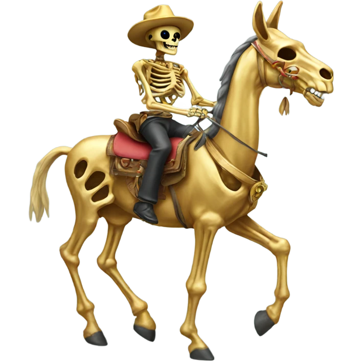 Golden skeleton riding donkey emoji