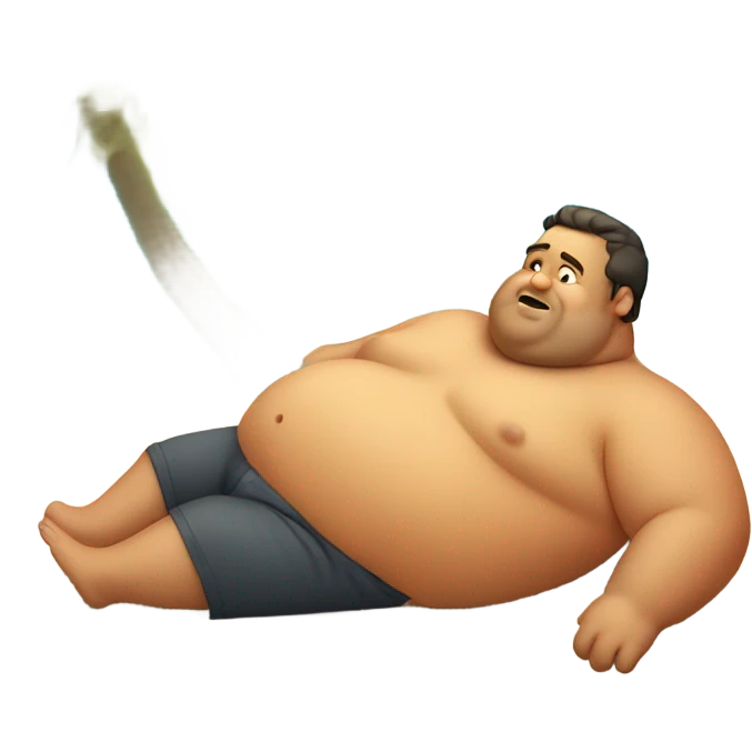 Fat man on beach on his stomach emoji