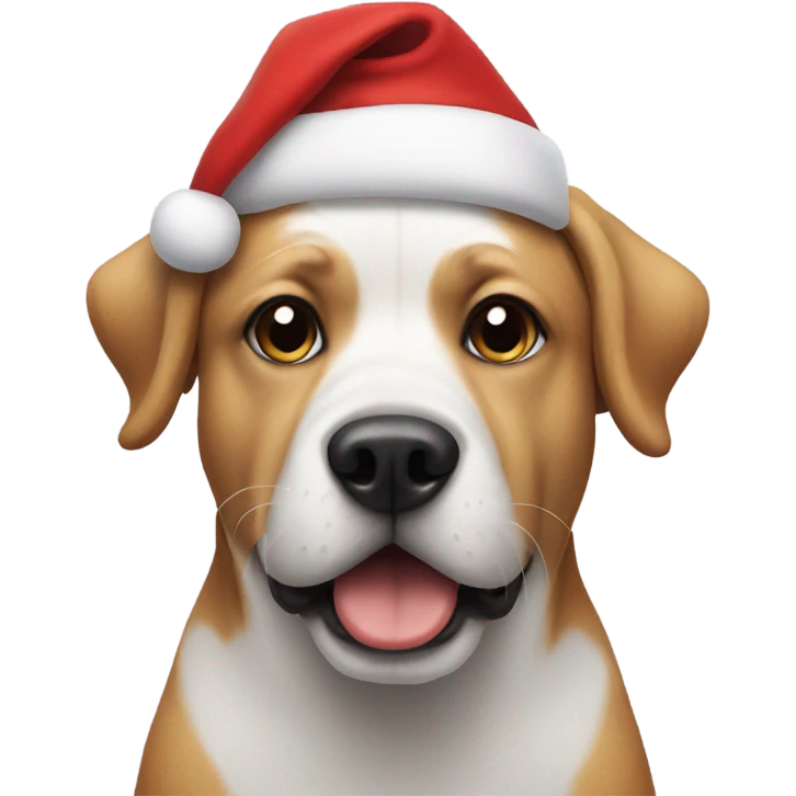 Dog wearing Santa hate emoji