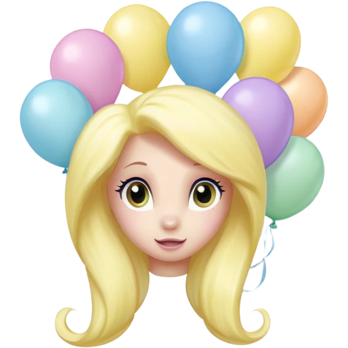 fluttershy mlp pastel balloons floating above its mane. emoji