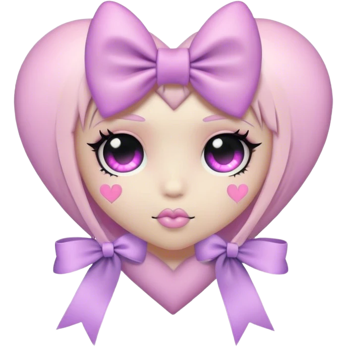 Pastel goth heart with bow emoji