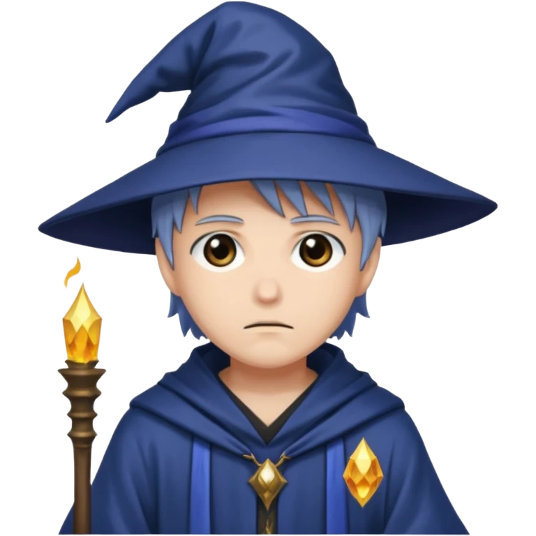 Anime very mysterious wizard, sad, no backhround emoji