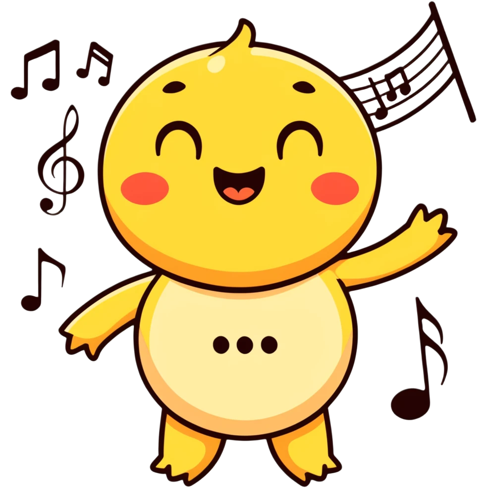 Momo Momone singing with musical notes emoji