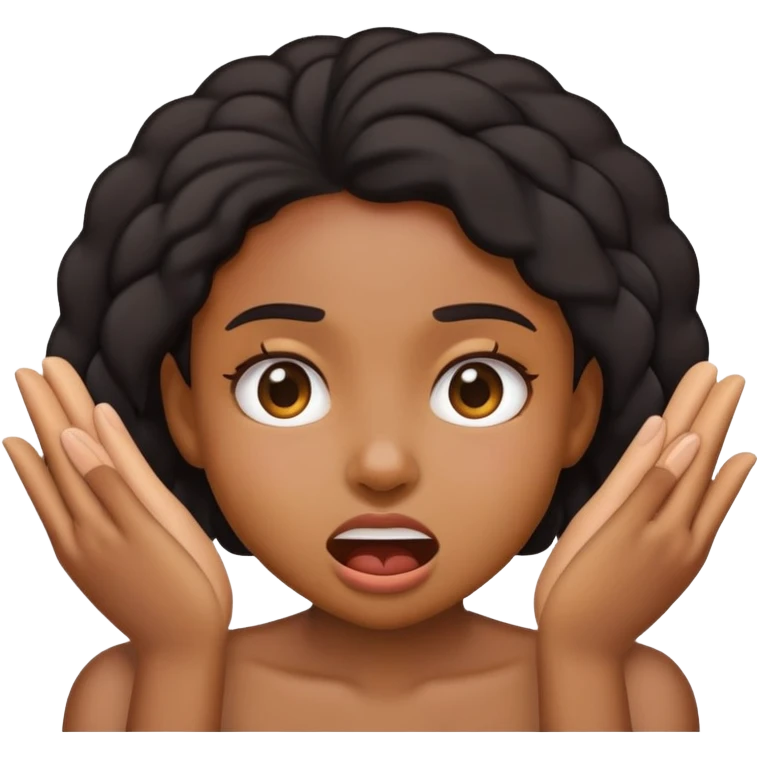 Black girl emoji choking itself with hands emoji