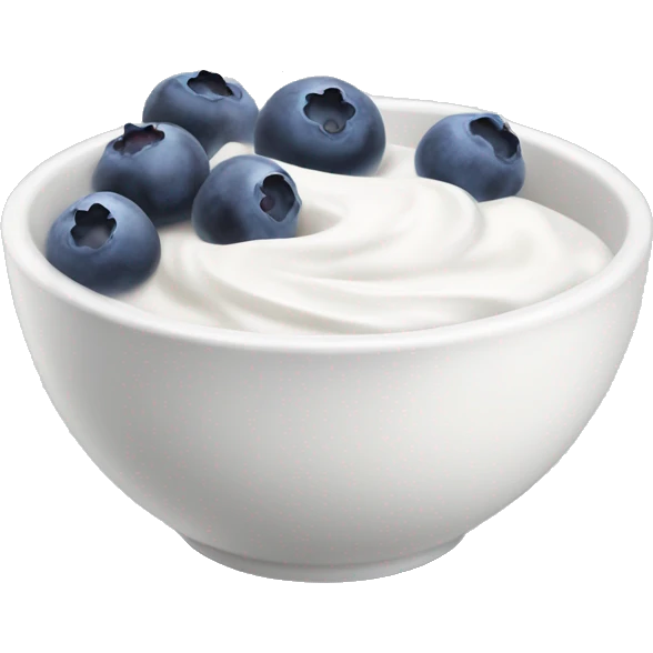 White yoghurt in a bowl with blueberries emoji