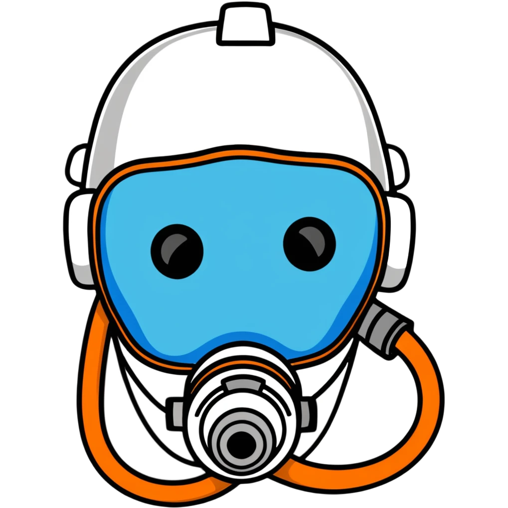 Close-up of blue mouth-only breathing apparatus with tube for VO2 max testing, with nose clip emoji