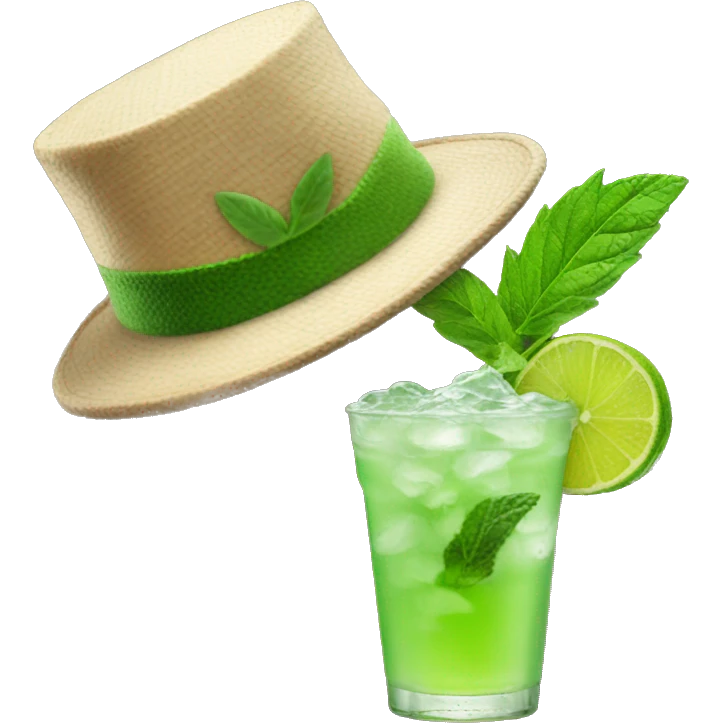 Mojito fading with witces hat next to cup emoji