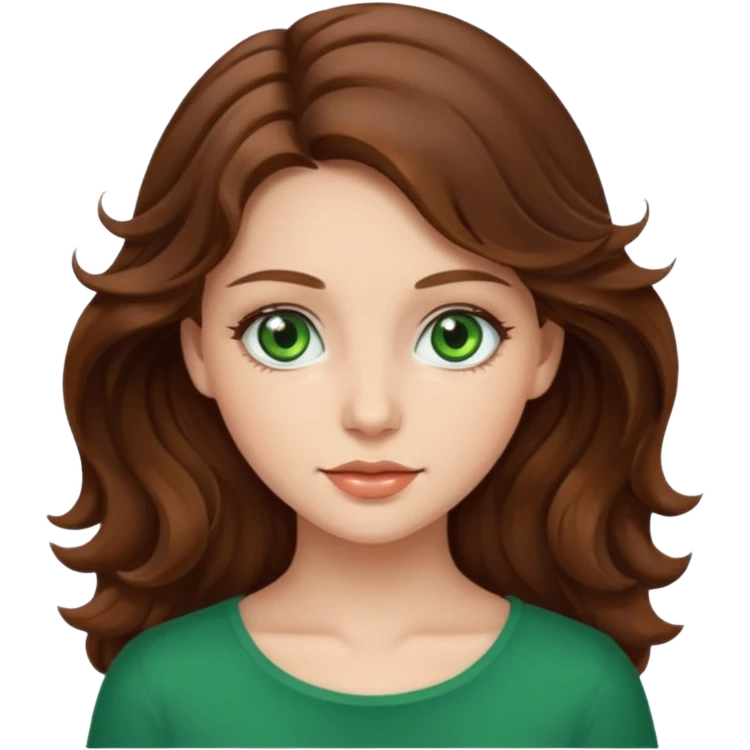 a beautiful girl with wavy volumes brown hair emoji