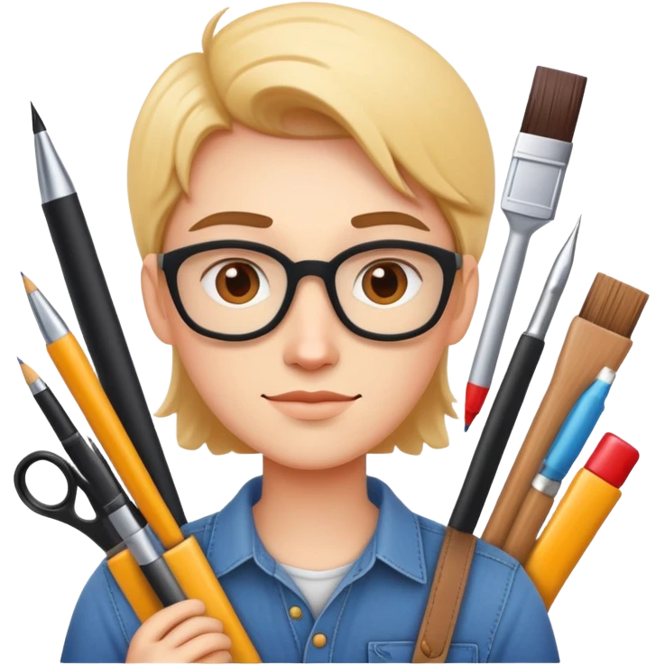 creative product designer with design tools emoji