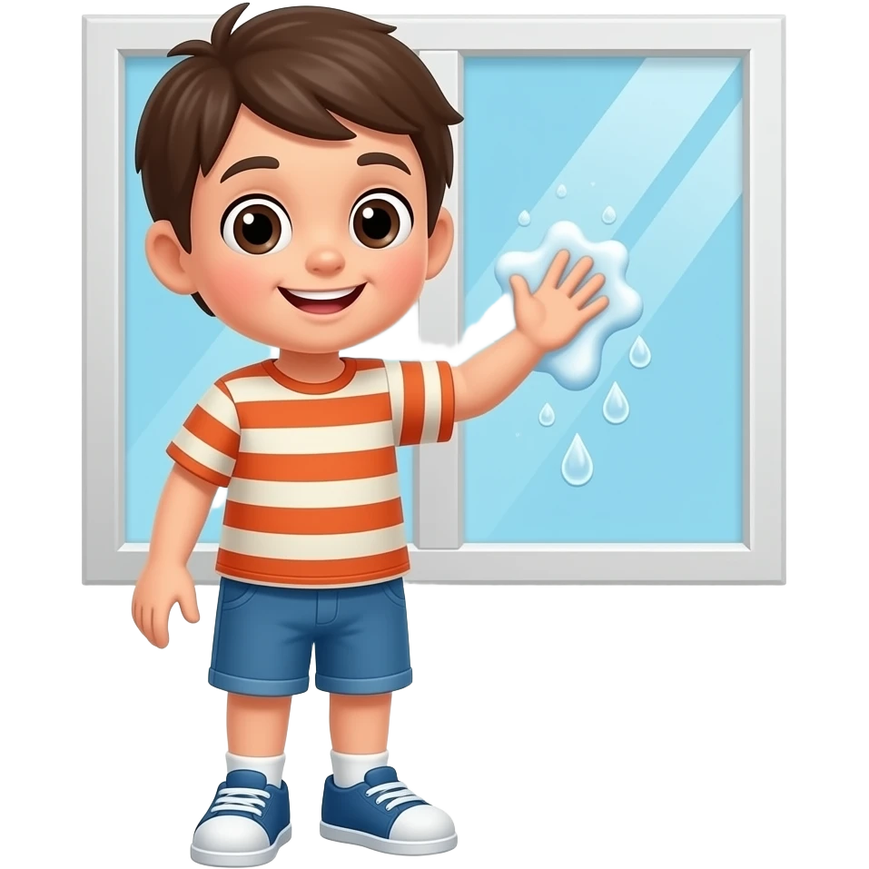 a kid washing the window emoji