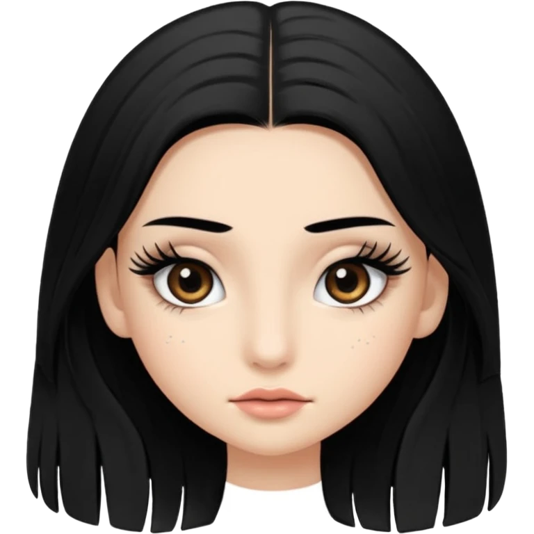 ragazza truccata con le ciglia finte con i capelli neri lunghi emoji