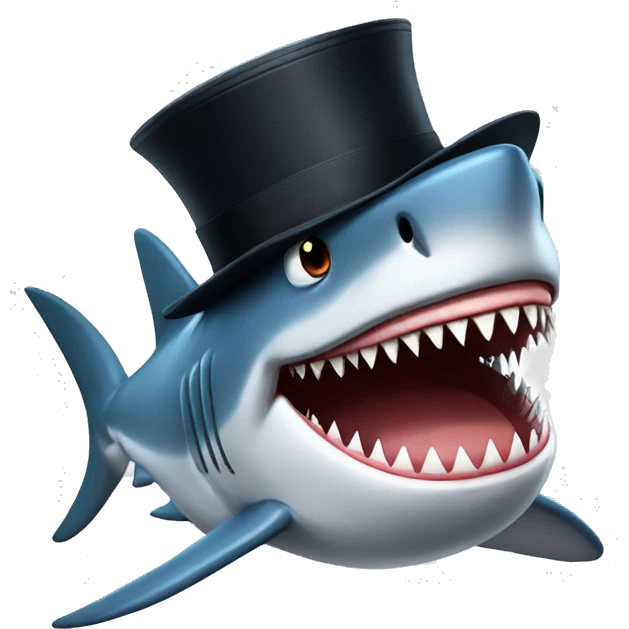 Shark with tophat emoji