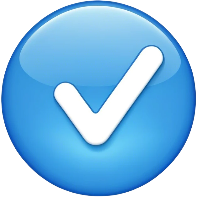 A blue circle with white tick  emoji