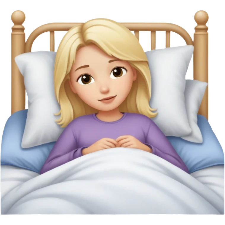 blonde girl in bed cozy emoji