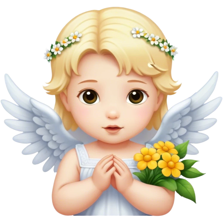 Angel baby with flowers  emoji
