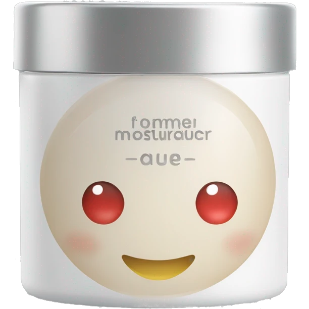 body moisturizer cream pot with label emoji