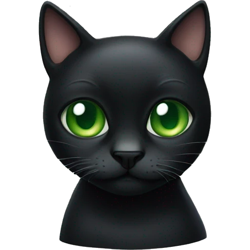 Black cat with big green eyes emoji