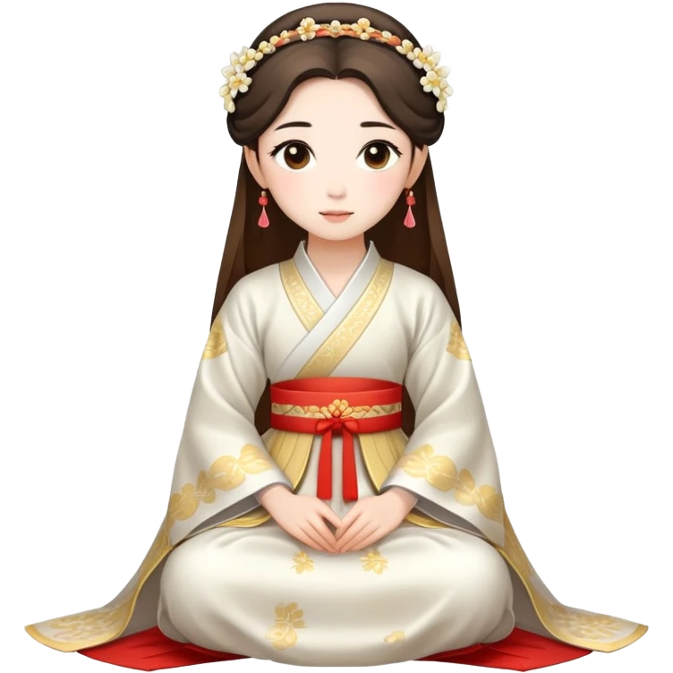 Beautiful girl wearing Hanfu wedding dress sitting emoji