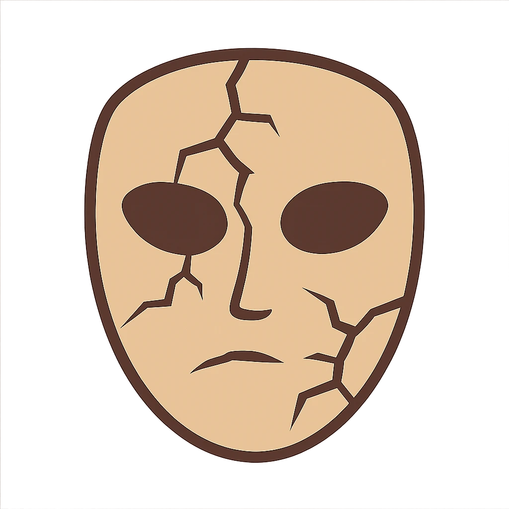 flat toon style cracked mask emoji