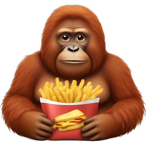 Fat orangutan with fries emoji