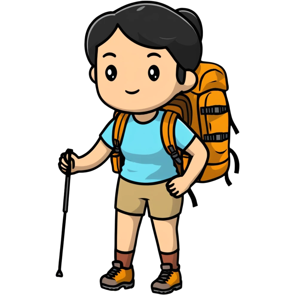 woman with hiking backpack emoji