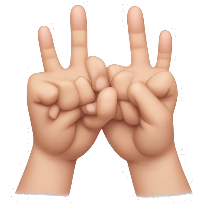 2 hands, with each pinky interlocked, aswell as both index fingers interlocked and the thumbs pressed together emoji