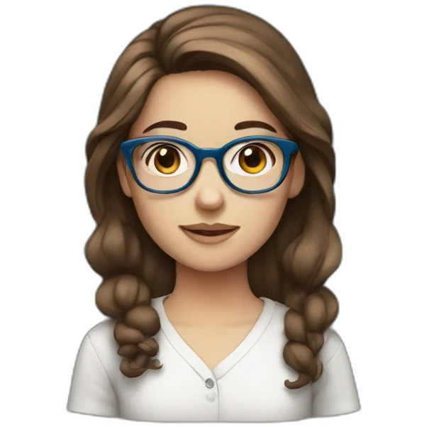 girl with brown hair blue eyes and glasses emoji
