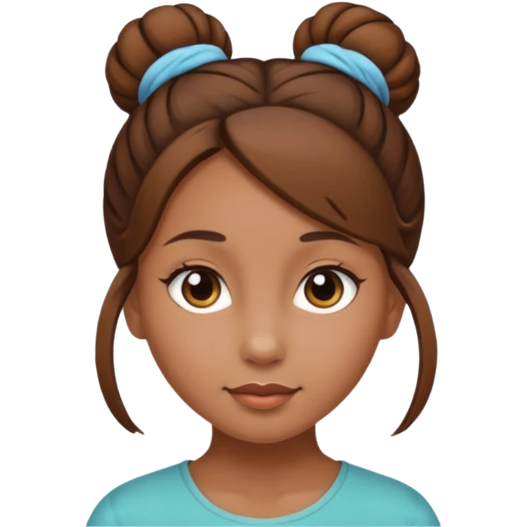 Girl with light brow skin and brown hair in a single bun emoji