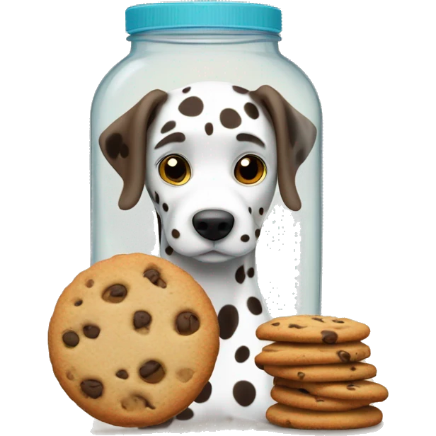 Brown Dalmatian next to a jar of cookies emoji
