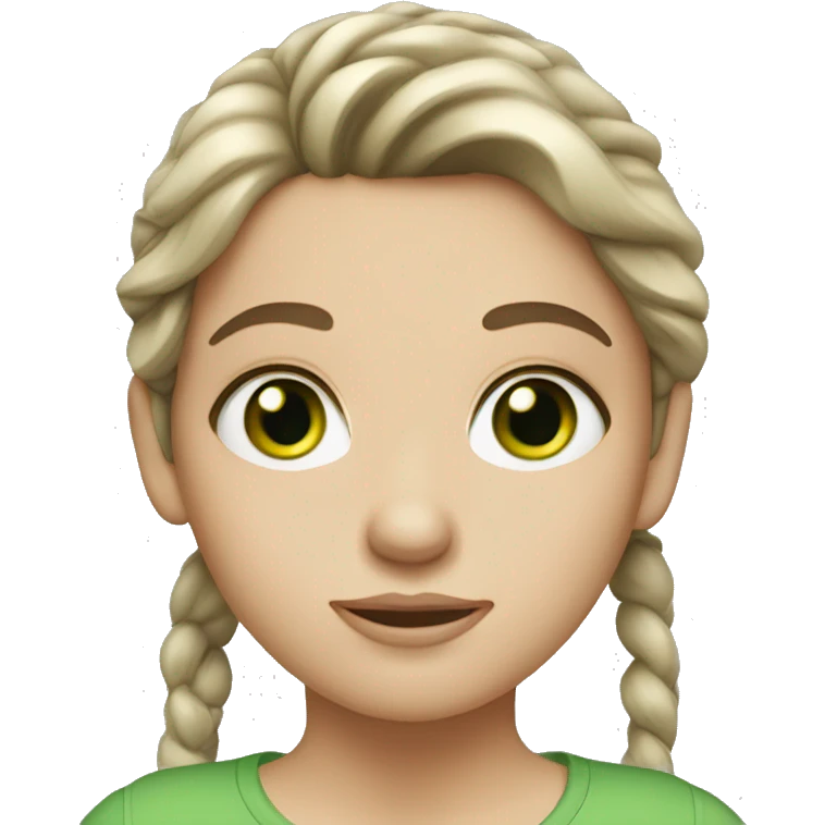 A white brunette girl with green hazel eyes emoji