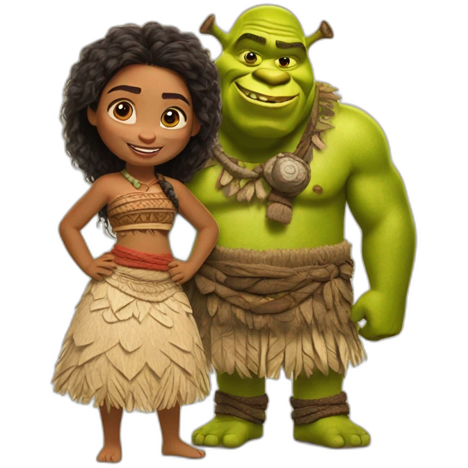 Moana with Shrek emoji