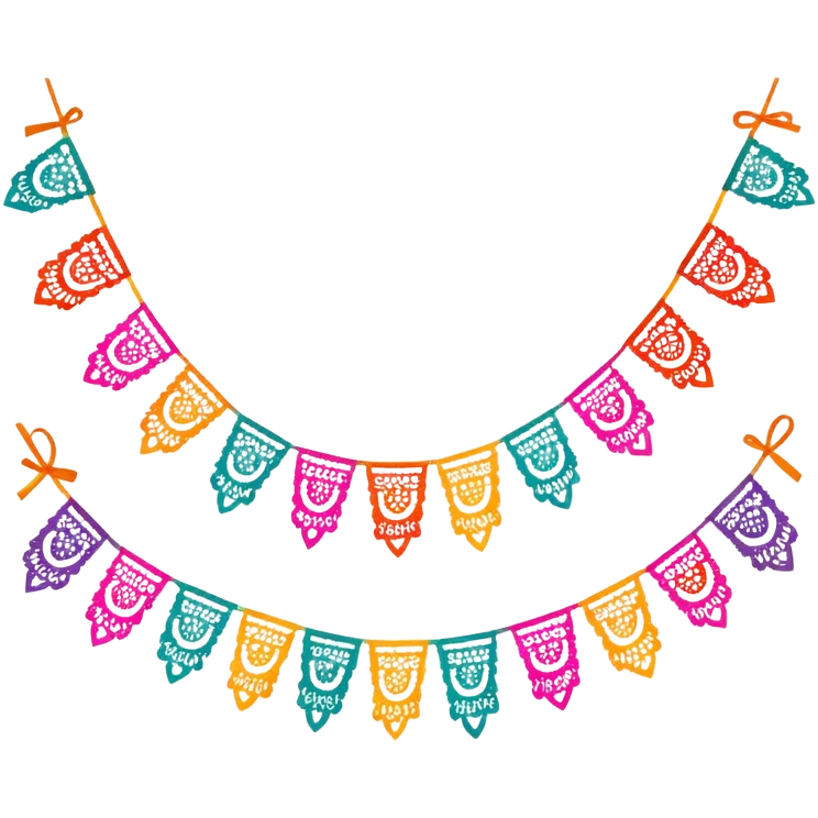festive one garland of colorful mexican papel picado emoji