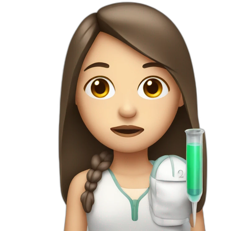 Illness girl with thermometer in the mouth emoji