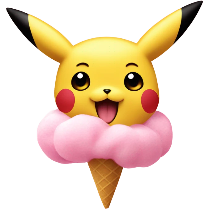 Picachu eating cotton candy emoji