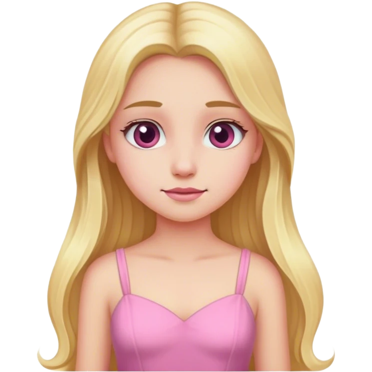 A girl with long blonde hair and a pink dress. emoji