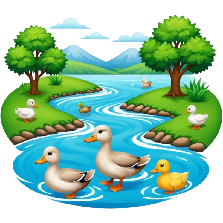 River with ducks emoji